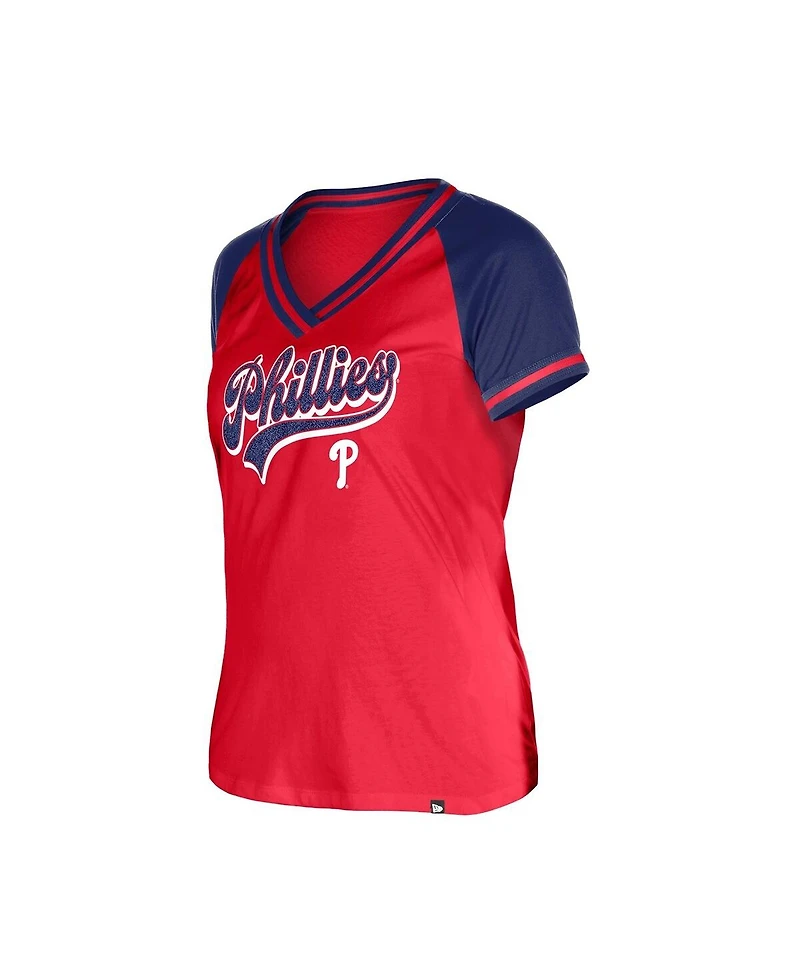New Era Women's Red Philadelphia Phillies Gameday V-Neck T-Shirt