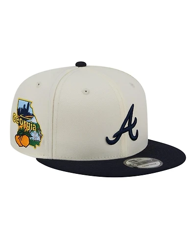 New Era Men's Cream/Navy Atlanta Braves Localized 9FIFTY Snapback Hat
