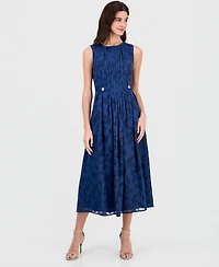 Anne Klein Women's Pleated-Front Button-Tab A-Line Dress