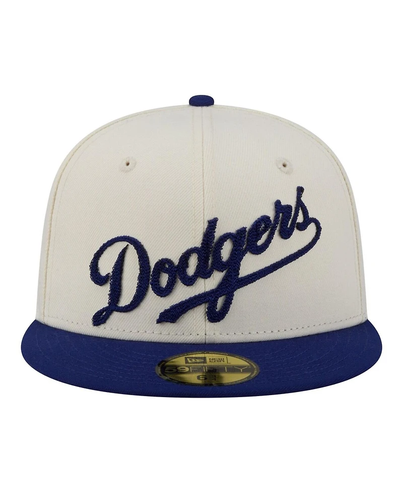 New Era Men's Cream Los Angeles Dodgers Two-Tone Stitch 59FIFTY Fitted Hat