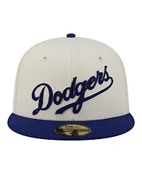 New Era Men's Cream Los Angeles Dodgers Two-Tone Stitch 59FIFTY Fitted Hat