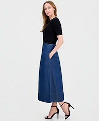 Anne Klein Women's Button-Front Denim Midi Skirt