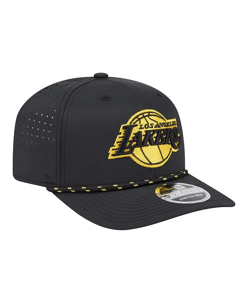New Era Men's Black Los Angeles Lakers Sport Rope Vented Stretch-Snap 9SEVENTY Hat