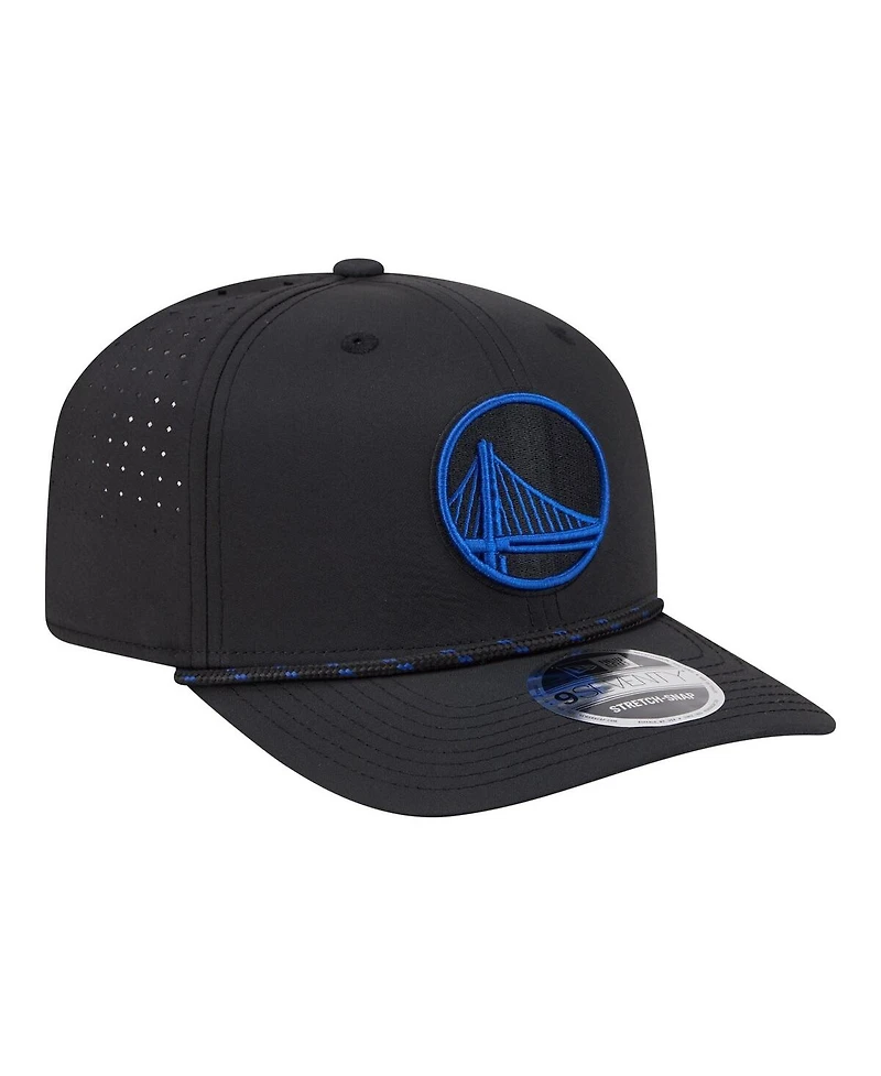 New Era Men's Black Golden State Warriors Sport Rope Vented Stretch-Snap 9SEVENTY Hat