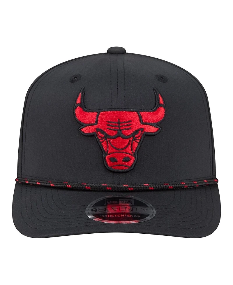 New Era Men's Black Chicago Bulls Sport Rope Vented Stretch-Snap 9SEVENTY Hat