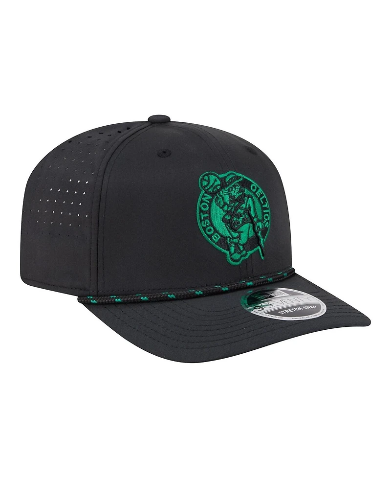 New Era Men's Black Boston Celtics Sport Rope Vented Stretch-Snap 9SEVENTY Hat
