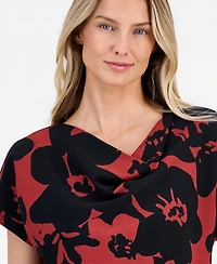 Anne Klein Women's Printed Cowlneck Top