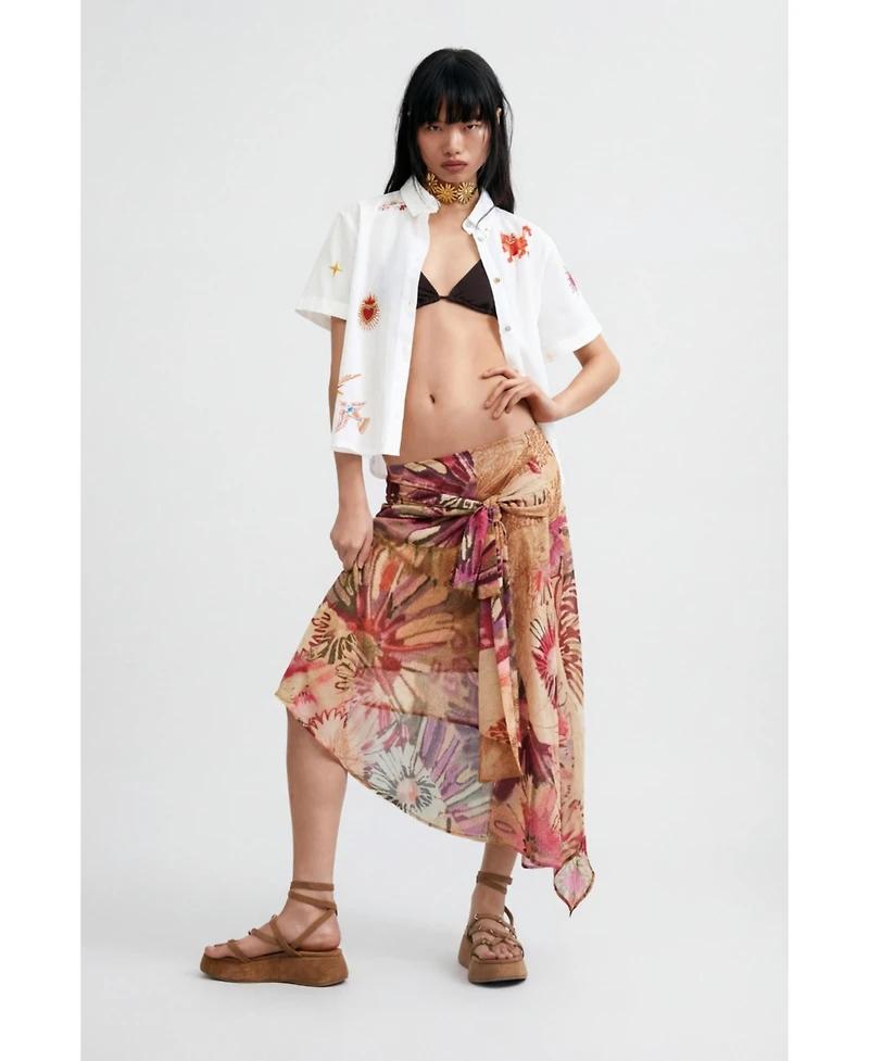 Desigual Women's Printed Midi Skirt