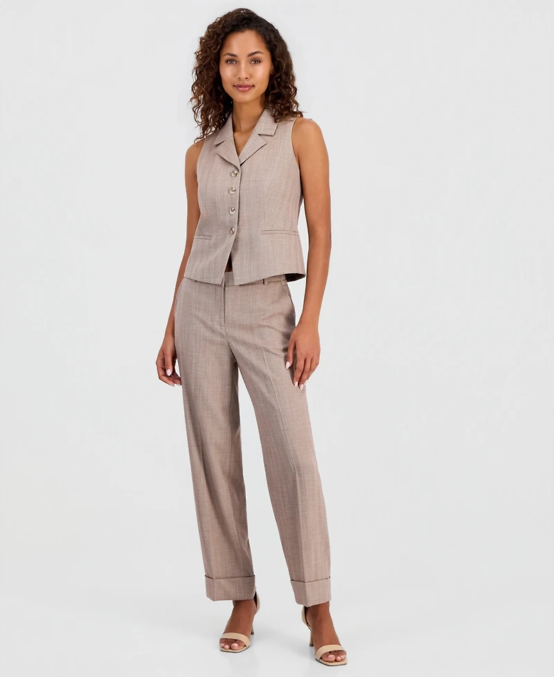 Anne Klein Women's Notched Collar Button-Front Vest