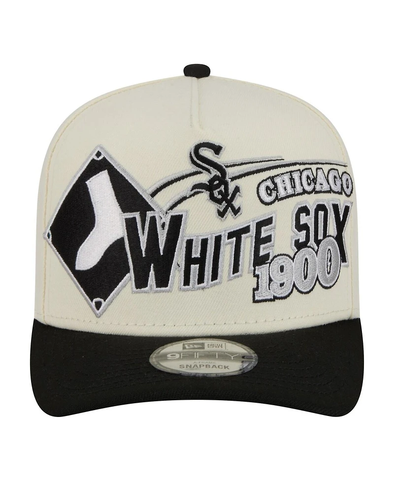 New Era Men's Cream/Black Chicago White Sox Classic A-Frame 9FIFTY Snapback Hat