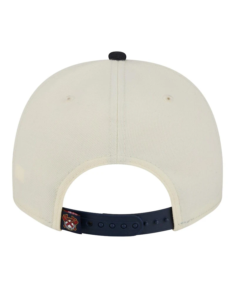 New Era Men's Cream/Navy Atlanta Braves Classic A-Frame 9FIFTY Snapback Hat