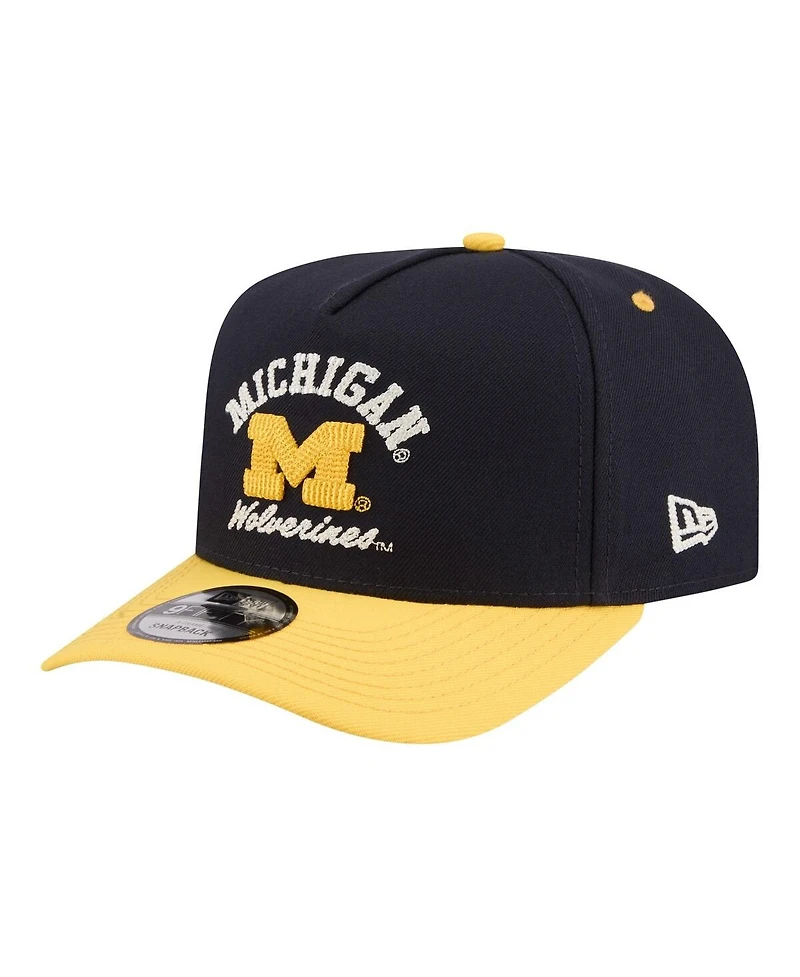 New Era Men's Navy/Maize Michigan Wolverines Two-Tone Arched 9FIFTY Snapback Hat