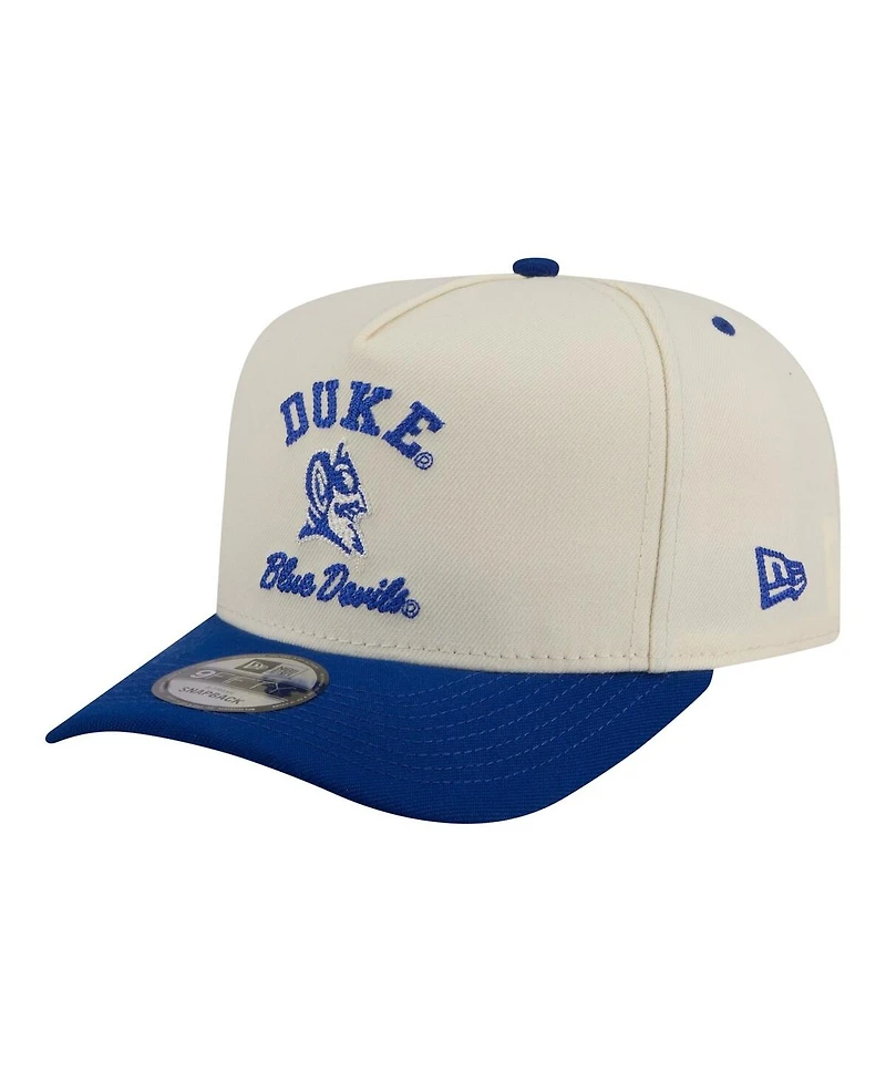 New Era Men's Cream/Royal Duke Blue Devils Two-Tone Arched 9FIFTY Snapback Hat