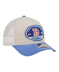 New Era Men's Natural Denver Broncos Frayed M-Crown A-Frame 9FORTY Adjustable Hat
