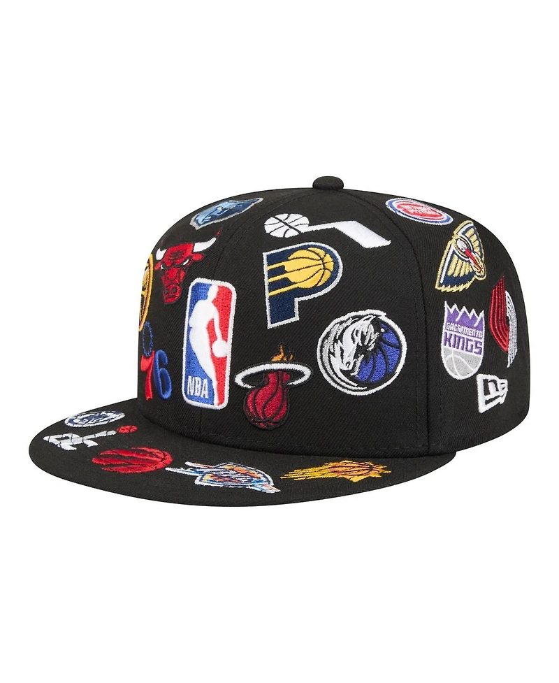 New Era Men's Black Nba All-Over 59FIFTY Fitted Hat