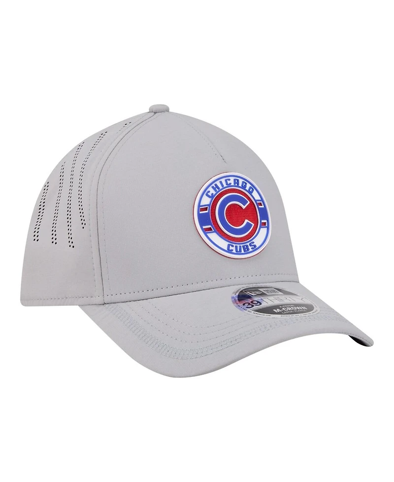 New Era Men's Gray Chicago Cubs Patch 39THIRTY A-Frame M-Crown Perforated Flex Hat
