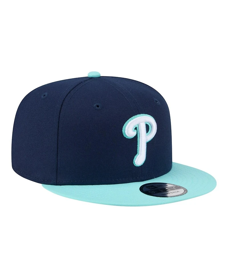 New Era Men's Navy/Turquoise Philadelphia Phillies Two-Tone Color Pack 9FIFTY Snapback Hat