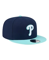 New Era Men's Navy/Turquoise Philadelphia Phillies Two-Tone Color Pack 9FIFTY Snapback Hat