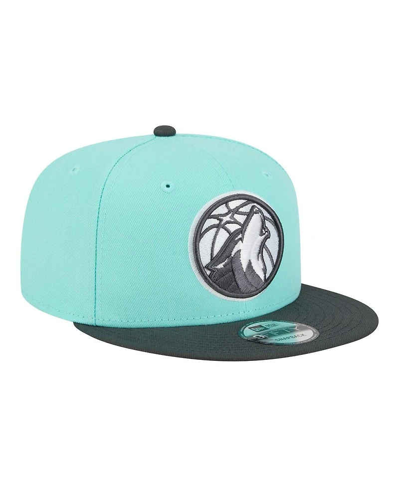 New Era Men's Turquoise/Charcoal Minnesota Timberwolves Color Pack Two-Tone 9FIFTY Snapback Hat