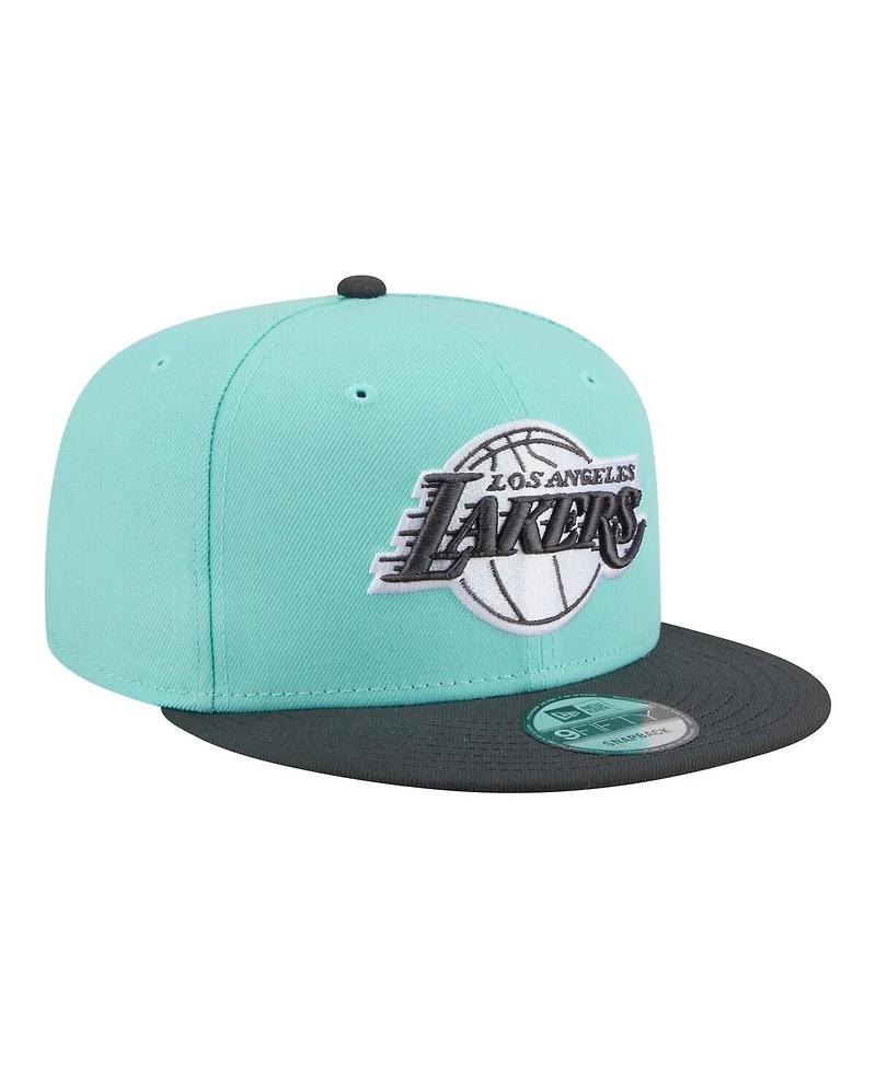 New Era Men's Turquoise/Charcoal Los Angeles Lakers Color Pack Two-Tone 9FIFTY Snapback Hat