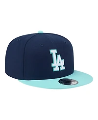 New Era Men's Navy/Turquoise Los Angeles Dodgers 2-Tone Color Pack 9FIFTY Snapback Hat