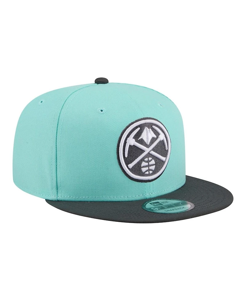 New Era Men's Turquoise/Charcoal Denver Nuggets Color Pack Two-Tone 9FIFTY Snapback Hat