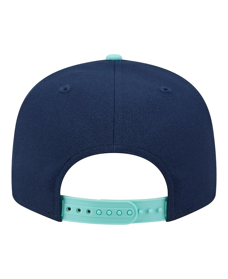 New Era Men's Navy/Turquoise Atlanta Braves Two-Tone Color Pack 9FIFTY Snapback Hat