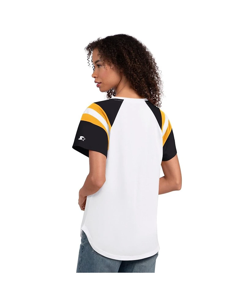 Starter Women's White Pittsburgh Steelers Game On Notch Neck T-Shirt
