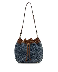 Patricia Nash Belamy Drawstring Washed Woven Denim Small Bucket Bag