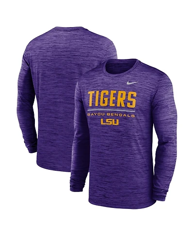 Nike Men's Purple Lsu Tigers Sideline Velocity Dri-fit Long Sleeve T-Shirt