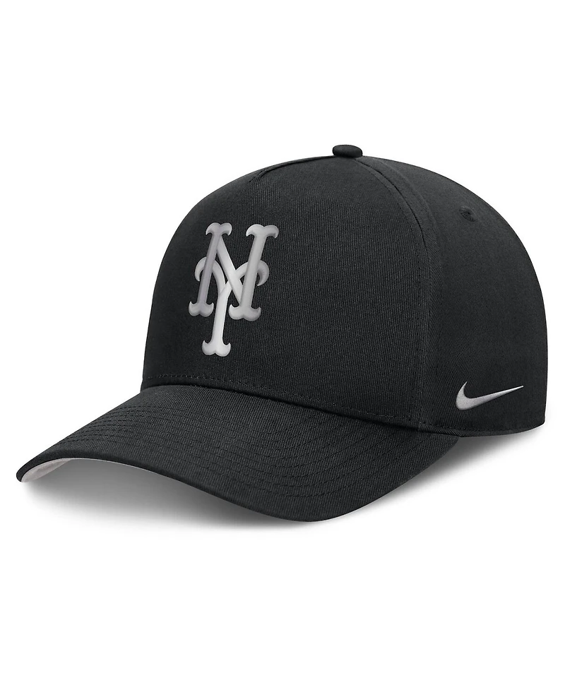 Nike Men's Black New York Mets Rise Dri-fit A-Frame Adjustable Hat