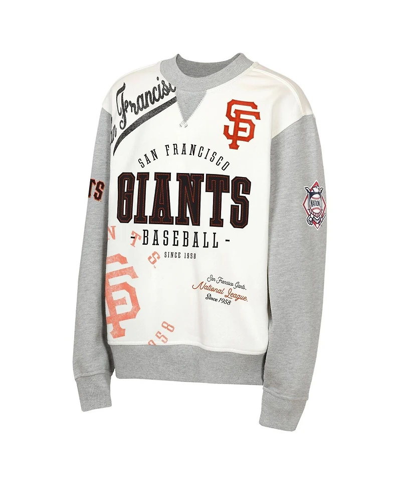 Outerstuff Big Boys and Girls Cream/Gray San Francisco Giants League Power Hit Fleece Sweatshirt