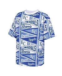 Outerstuff Big Boys and Girls Blue Kansas City Royals All-Over Pennant T-Shirt