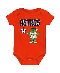 Outerstuff Baby Boys and Girls 3-Pack Houston Astros Home Plate Creeper Set