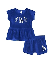 Outerstuff Girls Toddler 2-Piece Royal Los Angeles Dodgers Hop Base Fashion T-Shirt and Shorts Set