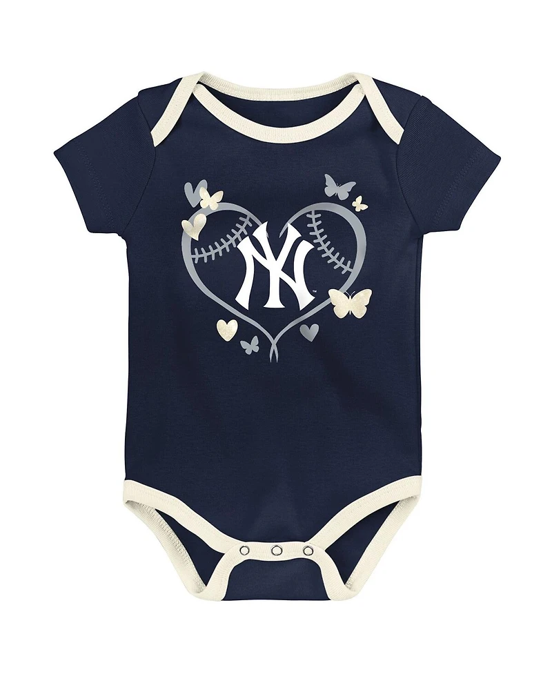 Outerstuff Baby Boys and Girls New York Yankees Home Team 3-Pack Bodysuit Set