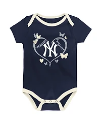 Outerstuff Baby Boys and Girls New York Yankees Home Team 3-Pack Bodysuit Set