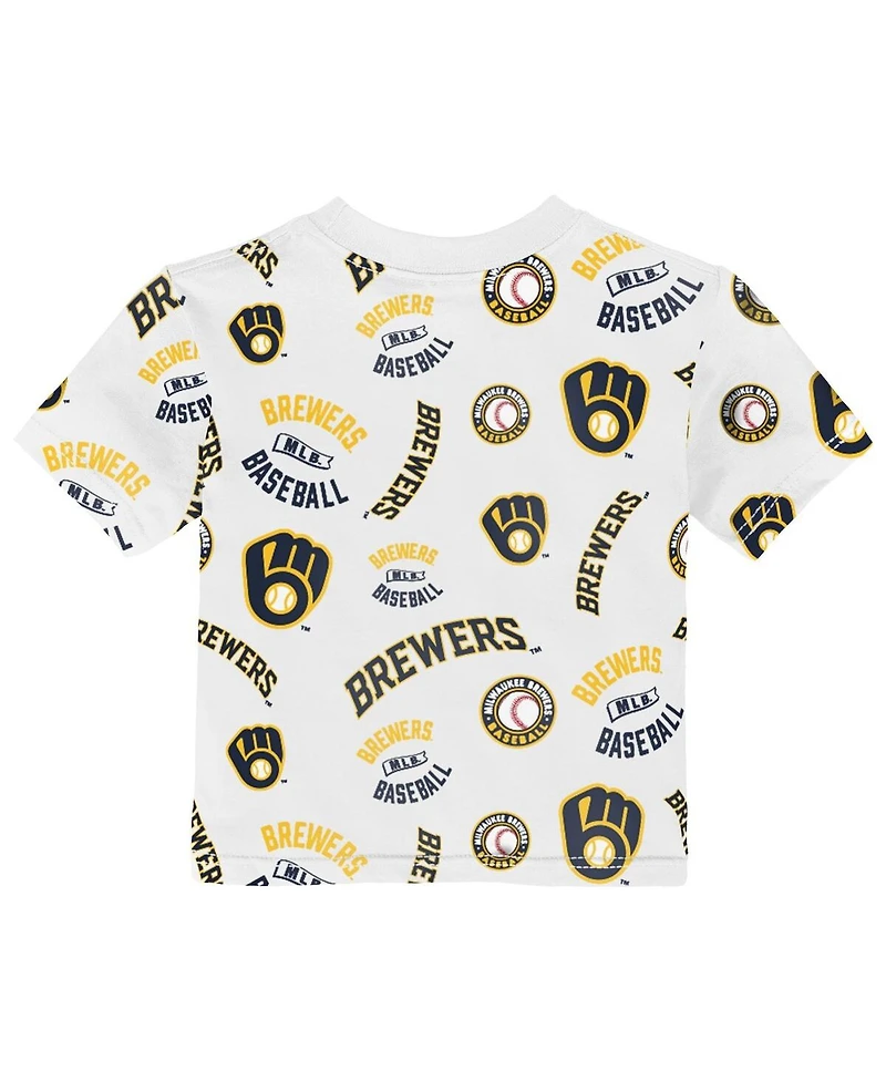 Outerstuff Toddler White Milwaukee Brewers Run Down T-Shirt