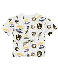 Outerstuff Toddler White Milwaukee Brewers Run Down T-Shirt