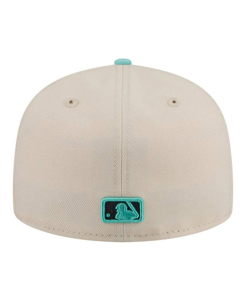 New Era Men's Light Beige/Turquoise Los Angeles Dodgers Two-Tone Color Pack 59FIFTY Fitted Hat