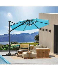 homfan 10FT Cantilever Umbrella, 360degree(s) Rotation & Tilt, Waterproof Windproof 600D Fabric, Rustproof Aluminum Frame Base, for Garden, Patio
