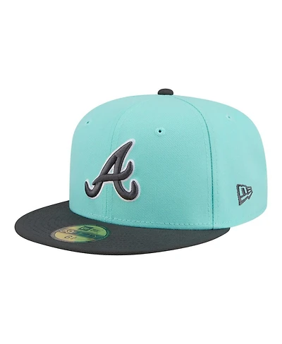 New Era Men's Turquoise/Charcoal Atlanta Braves Two-Tone Color Pack 59FIFTY Fitted Hat
