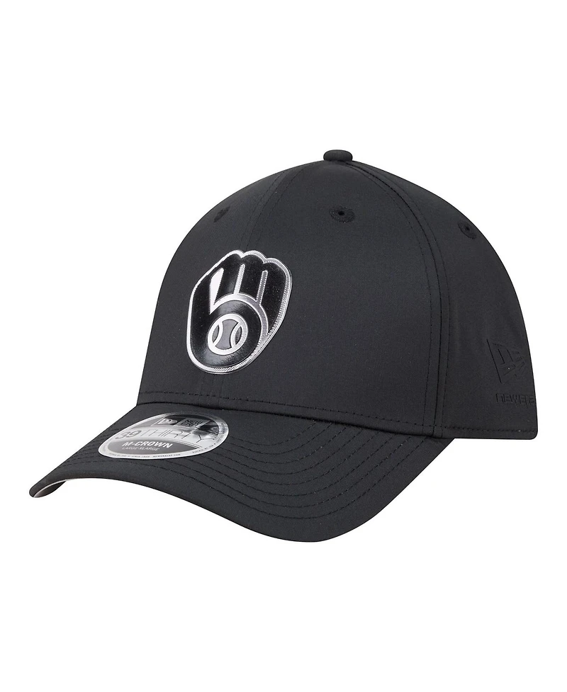 New Era Men's Black Milwaukee Brewers Metallic 39THIRTY M-Crown Flex Hat