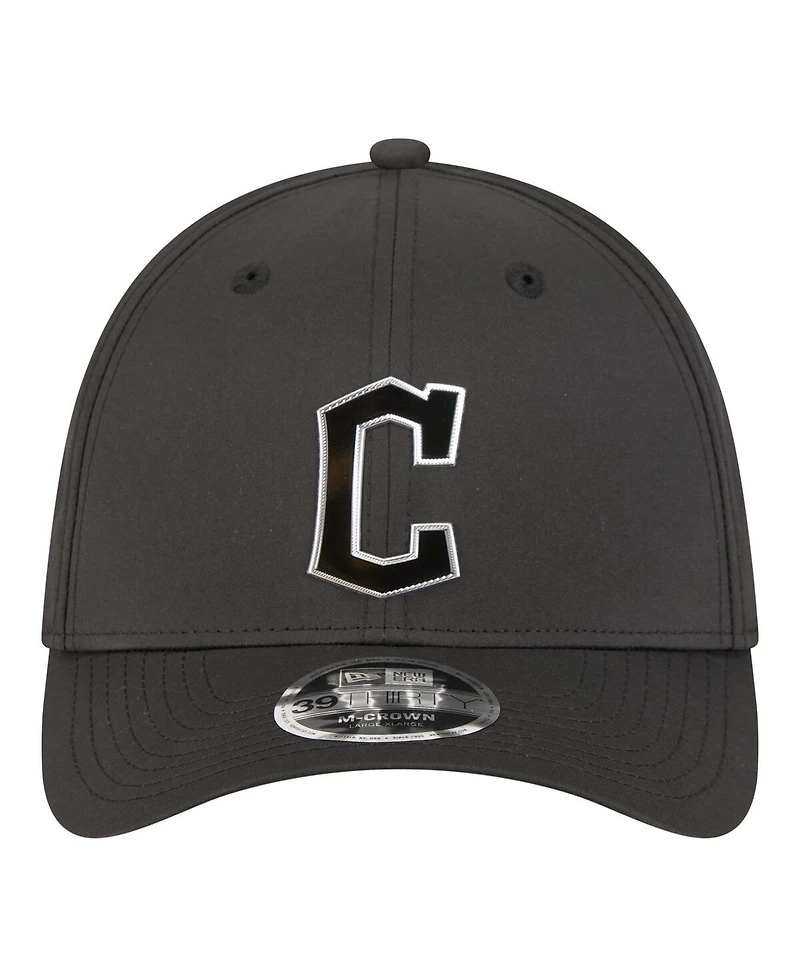 New Era Men's Black Cleveland Guardians Metallic 39THIRTY M-Crown Flex Hat
