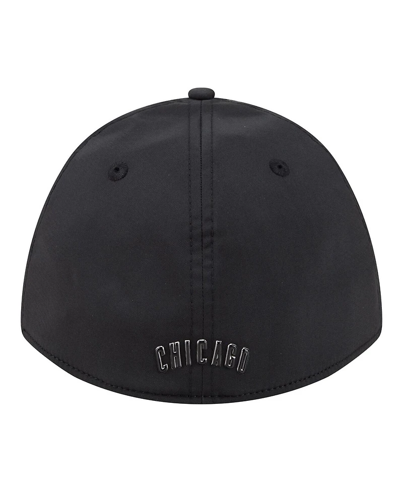 New Era Men's Black Chicago Cubs Metallic 39THIRTY M-Crown Flex Hat