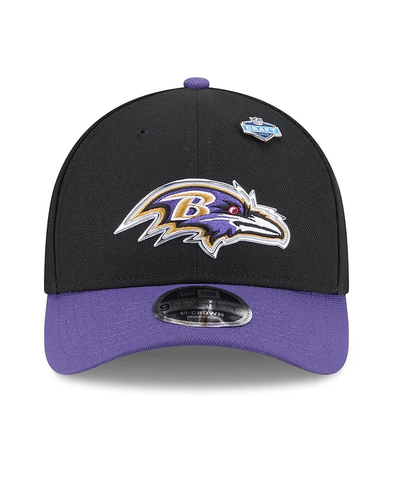 New Era Men's Black/Purple Baltimore Ravens 2026 Nfl Draft 9FORTY M-Crown Adjustable Hat