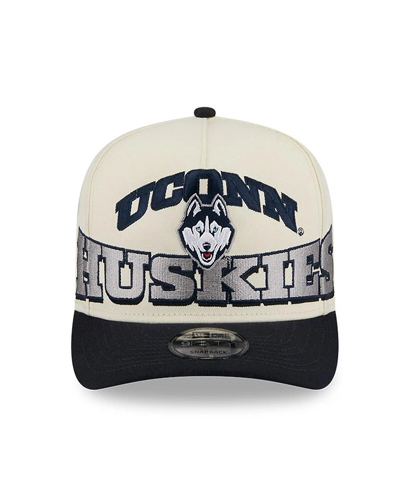 New Era Men's Cream/Navy UConn Huskies March Madness Historic Collection 9FIFTY A-Frame Snapback Hat