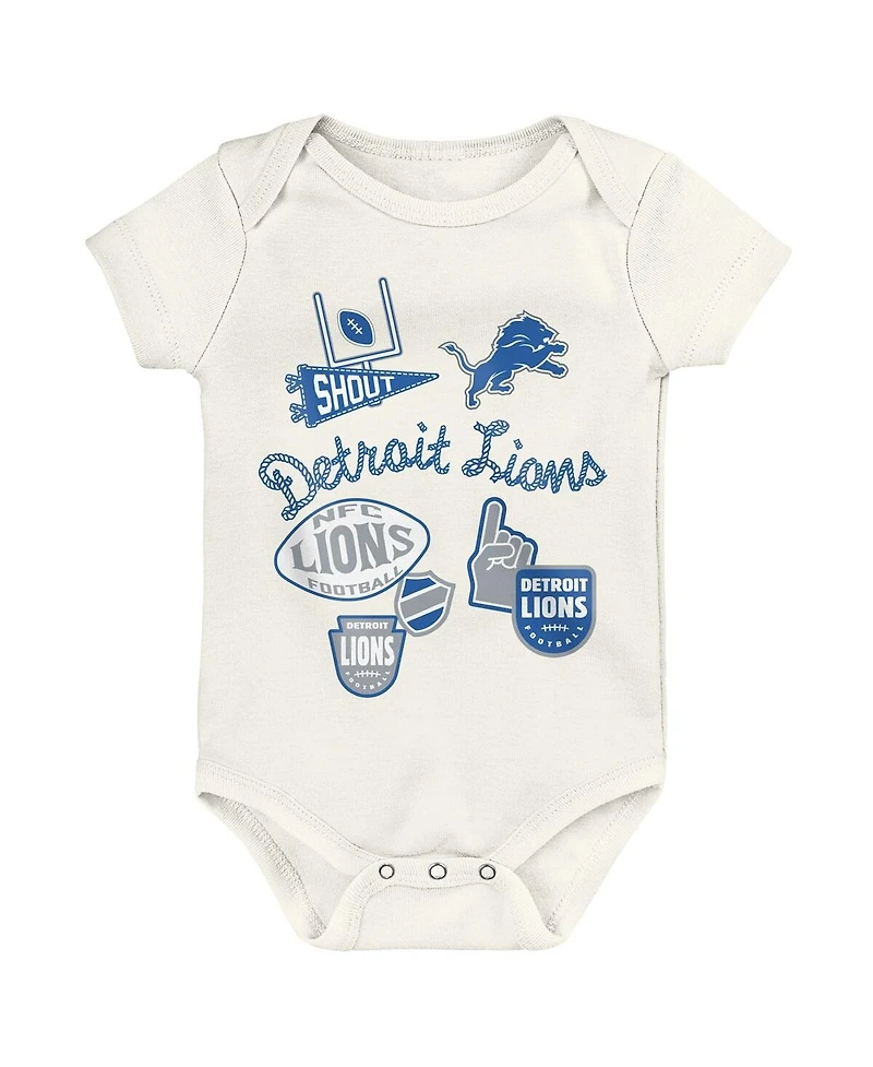 Outerstuff Baby Boys and Girls 3-Pack Detroit Lions Littlest Player Bodysuit Set