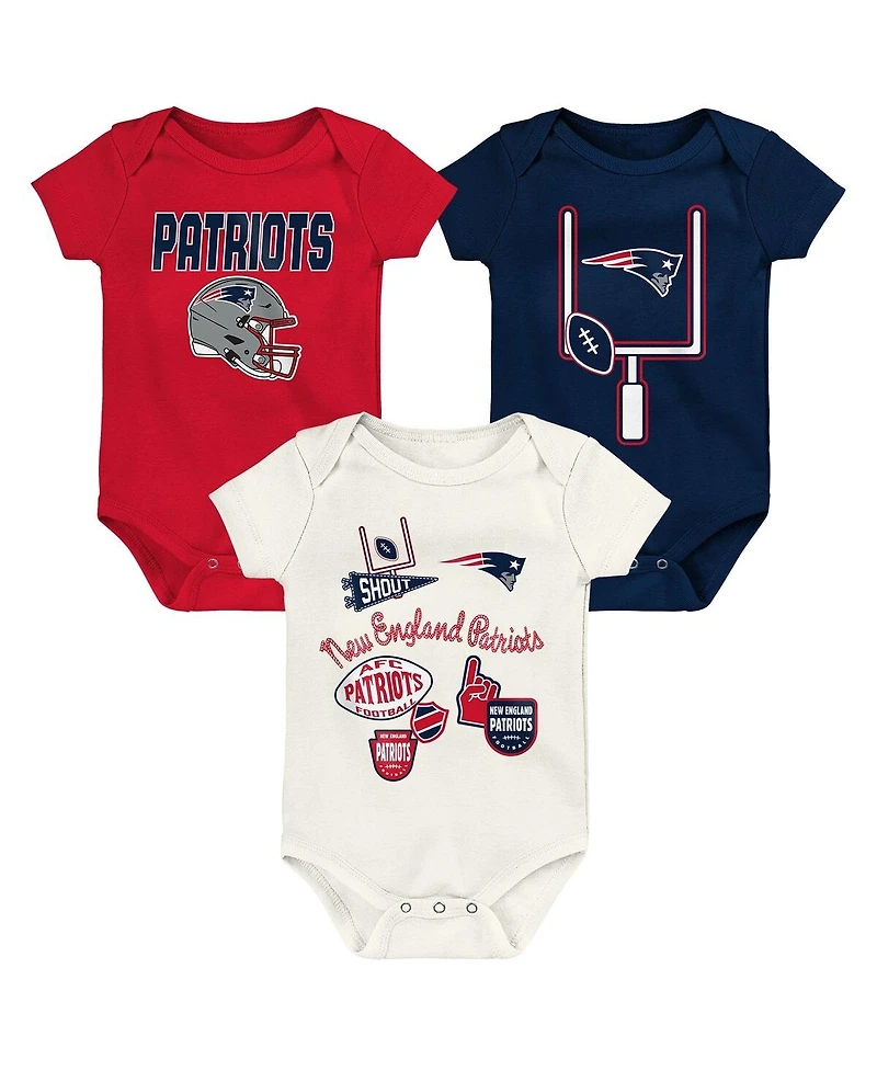 Outerstuff Baby Boys and Girls 3-Pack New England Patriots Littlest Player Bodysuit Set