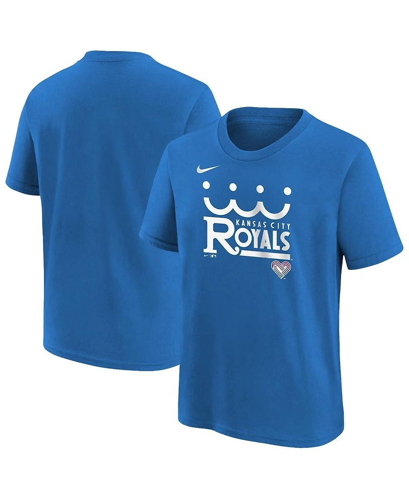 Nike Big Boys and Girls Royal Kansas City Royals 2026 Connect Wordmark T-Shirt